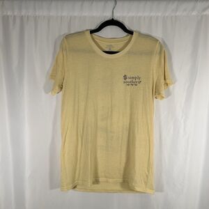 Simply Southern Shirt Women's Large Yellow Short Sleeve Buttercup Western Boots